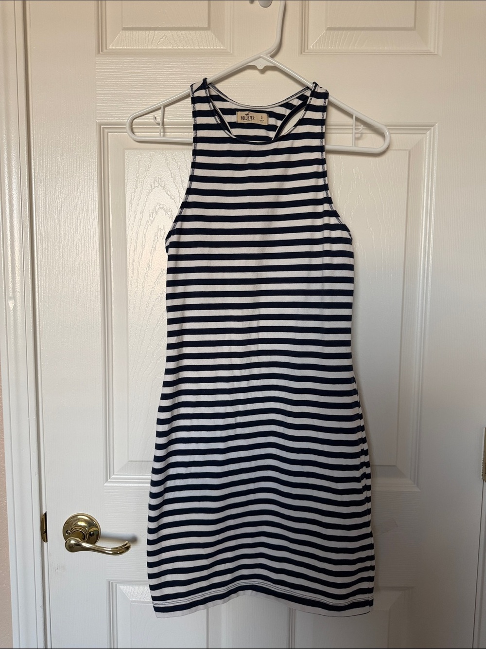 Hollister Navy & White Striped Sleeveless Shift Dress